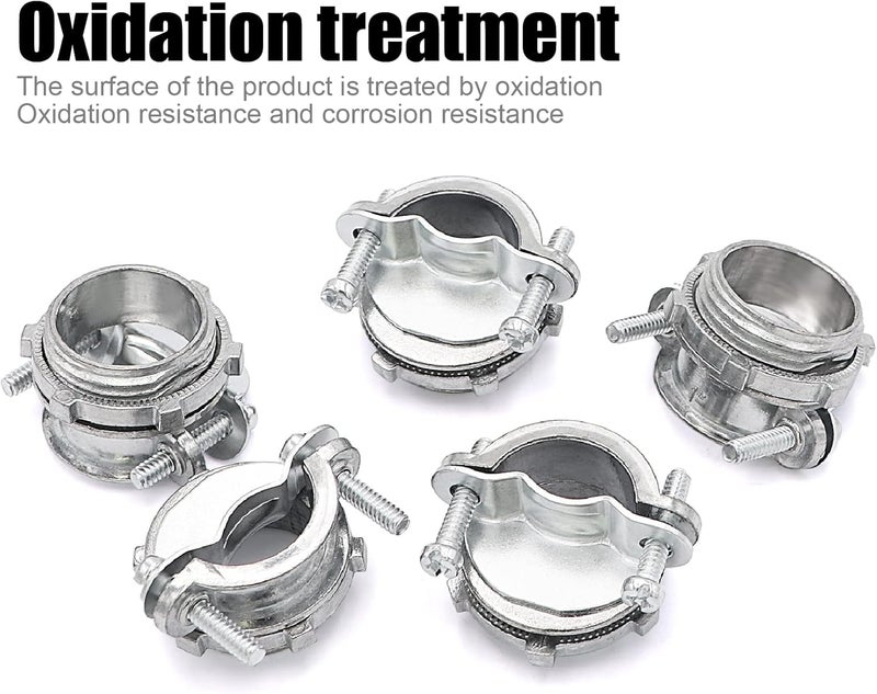 Fuzbaxy 5Pack 1 inch NM Cable Clamp Type Connectors for Metallic Conduit Protect Cables Silver-Zinc - Image 3